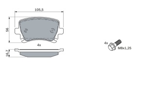 Set Placute Frana Spate Bosch Audi A6 C6 2004-2011 0 986 494 053 - Img 2