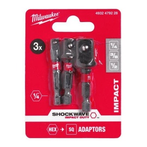Adaptor biți SHOCKWAVE IMPACT DUTY Milwaukee, set de 3 bucăți