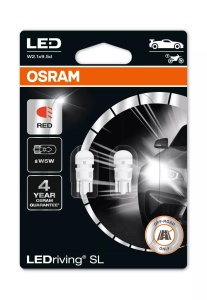 Bec Osram LEDriving SL W5W Rosu | 12V - W2.1x9.5d - Set 2 buc (Off-Road)
