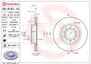 BREMBO COATED DISC LINE 09.9167.11 Disc de frână - Img 3