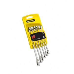 Cheie combinată STANLEY® cu panou lung cu finisaj cromat integral, 6 buc.