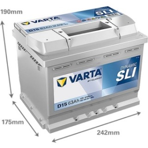 Acumulator auto Varta Dynamic SLI 63 Ah, 610A D15