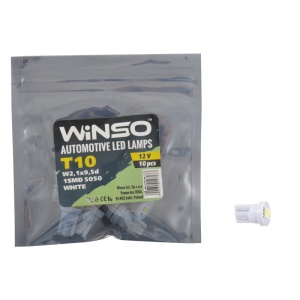 Bec LED Winso 12V SMD T10 W2.1x9.5d 1LED 5050 Alb - Set 10 buc
