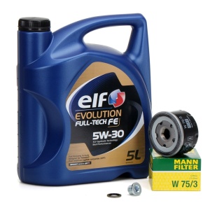 Pachet Revizie Ulei Motor Elf Evolution Full Tech FE 5W-30 5L + Filtru Mann Filter W75/3 + Buson + Garnitură – Compatibil Dacia Logan, Dacia Sandero, Dacia Duster, Renault Megane, Nissan Qashqai