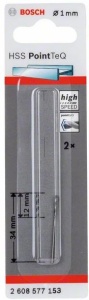 Burghiu spiral HSS PointTeQ de 1,0 mm