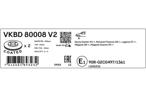 Disc de frână SKF VKBD 80008 V2 Renault Laguna / Captur / Scenic / Megane / Kangoo - Img 3