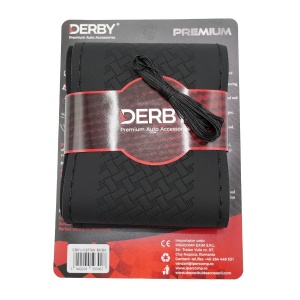 Husa volan neagra cu ac si ata 110 gr, cusatura neagra DERBY