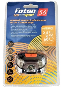 Lanterna frontala reincarcabila Foton Sport HL5643 3W+Rosu 120 lumeni