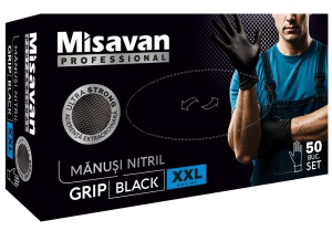 Manusi nitril Grip Misavan - negru - marimea XXL ● 50 buc.