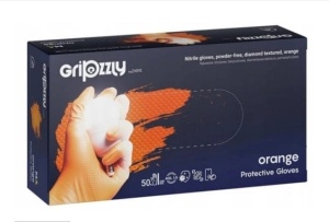 Manusi nitril pentru mecanici, Gripzzly portocaliu, 50 buc/set, Marime L