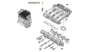 Surub Fixare filtru aer, carburare Dacia Solenza, Logan I, Logan II, Duster, Sandero, Renault Kangoo Laguna 2, Megane 2, Megane III, Master II. 8200668704, piesa originala OE - Img 3