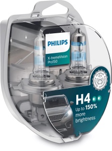 Bec Halogen Philips H4 X-tremeVision Pro150 12V 60/55W P43t-38 - Set 2 Buc