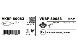 SKF VKBP 80083 Plăcuțe de frână pentru RENAULT MEGANE echivalenta GDB2175 - Img 3