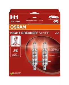 Bec Osram Night Breaker Silver H1 12V 55W P14,5s Set 2 buc