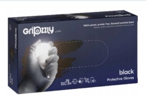 Manusi nitril pentru mecanici, Gripzzly negru, 50 buc/set, Marime XL