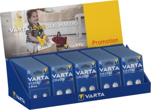 Stand echipat cu microbaterii VARTA - 100 bucati