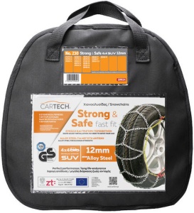 Cartech Strong & Safe Nr.230 Lanțuri Antiderapante Grosime 12mm Pentru Autoturism & Mașină 4x4 2buc