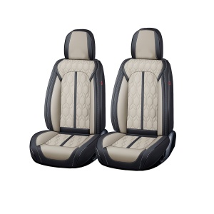Huse auto premium 5 locuri Carguard Deluxe piele ecologică perforată - negru - crem