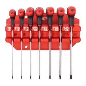 Set 7 chei Torx Milwaukee cu mâner Comfort Grip și suport