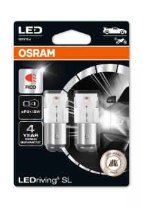 Bec Osram LEDriving SL P21/5W Rosu | 12V - BAY15d - Set 2 buc (Off-Road)