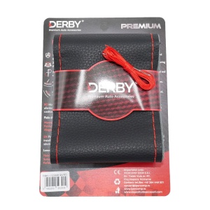 Husa volan neagra cu ac si ata 80 g, cusatura rosie DERBY