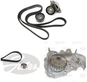 Pachet distributie complet Dacia Logan 1.4, 1.6 MPI cu AC si servo-directie (Kit distributie Gates, pompa apa Valeo, kit accesorii Origine) K015473XS(7701477024) | 506573(7701478018) | 7701477517 - Img 4