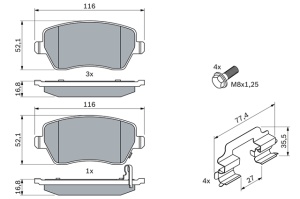 Set Plăcuțe Frână Față Bosch 0 986 494 160 pentru Opel Agila B (2008-2014) și Suzuki Swift 3 (2005→) – Senzor Uzură - Img 6