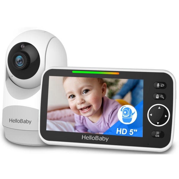 Baby Monitor Audio-Video pentru Bebelusi, Model HelloBaby HB6250, Ecran 5 Inch, Mod Nocturn, Infrarosu, Camera de Supraveghere, Audio-Video, Vox, Rotire 350 Grade, Temperatura, Microfon Bidirectional, 8 Cantece, 7 Alarme, 300m, Zoom 2x