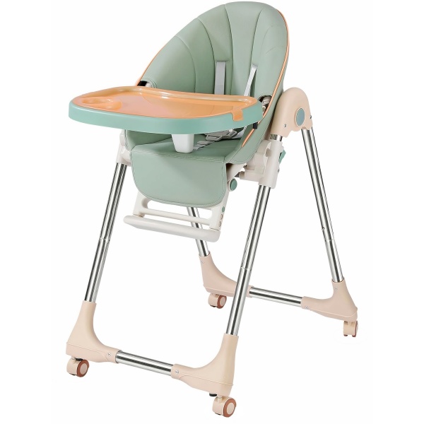Scaun de Masa 3in1 pentru Bebelusi si Copii, Varsta 6-72 luni, Inaltime Ajustabila, Centura de Siguranta in 5 Puncte, Tavita Reglabila si Detasabila, Greutate Maxima 50kg, Verde