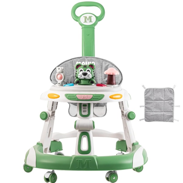 Premergator Copii 2 in 1 Mavio®, Model EasyRide, Rotobil pentru Bebelusi, Mod Antemergator, Varsta Recomandata 6-36 Luni, Maner, Pliabil, Inaltime Ajustabila, Jucarii Interactive, Anti Cadere, Roti 360 Grade, Masuta Mancare Bebe, Tavita cu Sunete, Verde