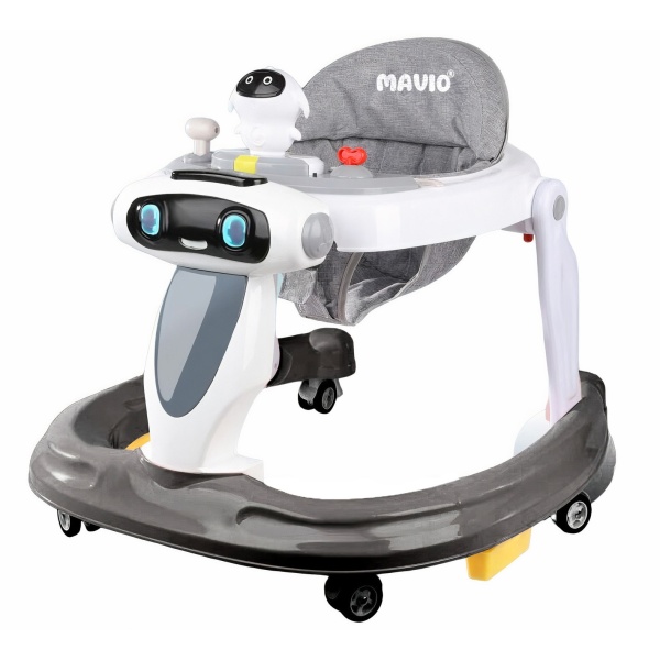 Premergator Reglabil pentru Bebelusi cu Varsta intre 6-18 Luni, Mavio®, Pliabil, 3 Jucarii, Greutatea Maxima Suportata 12 kg, Gri