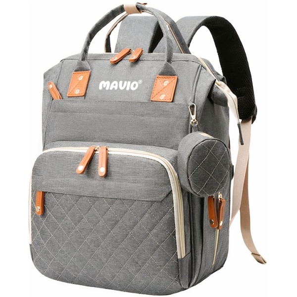 Geanta Mavio®, pentru Mamici si Copii, 17 Compartimente, Port Incarcare Telefon, Buzunar Termic, 56 L, Gri