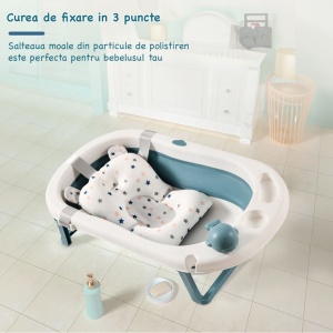 Cadita Bebelusi Mavio® cu Pernuta Hipoalergenica, 0 – 8 ani, Jucarie Detasabila, Albastra - Img 3