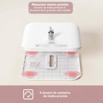Cantar Bebelusi Mavio®, 2 in 1, Greutate Maxima 150 kg, Interval 30 g - 150 kg, Display LED, Functie Auto-Hold, Suprafata Anti-Alunecare, Masurare Inaltime, Bebelus si Mama, Diviziune 5 g, Unitati g, kg, oz, lb, lb - Img 6