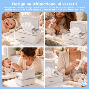 Incalzitor Servetele Umede pentru Bebelusi Mavio®, Ingrijire Nou-Nascuti, Capacitate 80-100 Servetele, 3 Trepte de Incalzire, Control Tactil, Incalzire Constanta, Mentine Umiditatea, 220-240V - Img 6