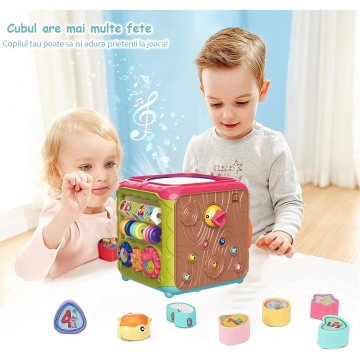 Jucarie Interactiva si Educativa Mavio®, Elemente Rotative pentru Bebelusi, 6 in 1, Tip Cub Interactiv, Multicolor - Img 6