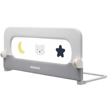 Resigilat - Bariera de Protectie Laterala pentru Pat Mavio®, 180 x 60 cm, Bariera Siguranta Pat Copii, Cadru Otel, Material Oxford 300D + Poliester, Inaltime 60 cm, Pliabila, Sistem Fixare Sigur pentru Saltea, Gri