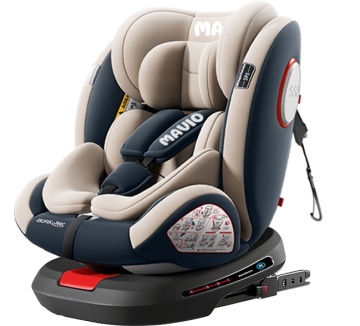 Resigilat - Scaun Auto Bebelusi Mavio®, Model Asento, 40-150 cm, 360 de grade, ISOFIX, Copii intre 0 - 12 ani, Omologat i-Size R129, Bej Gri