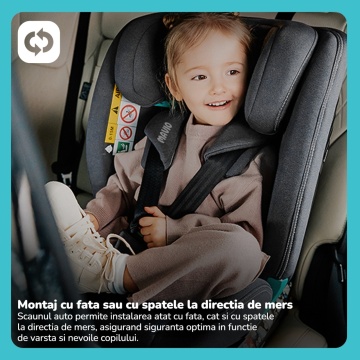 Resigilat - Scaun Auto Bebelusi Mavio®, Model Evolution, 40-150 cm, 360 de grade, ISOFIX, Copii intre 0 - 12 ani, Omologat i-Size R129, Gri - Img 4
