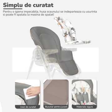 Resigilat - Scaun de Masa 3 in 1 Mavio® Ascend, Inaltime Ajustabila, Roti Detasabile, Varsta 6-36 luni, Greutate Maxima 30kg, Inclinare, Gri - Img 6