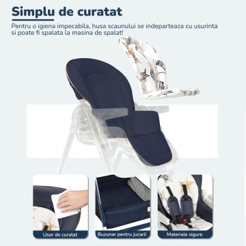 Resigilat - Scaun de Masa 3 in 1 Mavio® Ascend, Inaltime Ajustabila, Roti Detasabile, Varsta 6-36 luni, Greutate Maxima 30kg, Inclinare, Albastru - Img 7