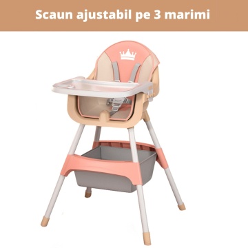 Resigilat - Scaun de Masa 3in1 pentru Bebelusi si Copii, Varsta 6-72 luni, Inaltime Ajustabila, Centura de Siguranta in 5 Puncte, Tavita Reglabila si Detasabila, Loc pentru Depozitare, Roz - Img 6