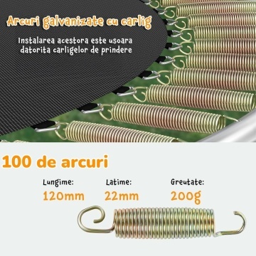 Resigilat - Trambulina pentru Copii Mavio®, Diametru 488 cm, Plasa Protectie, Exterior si Gradina, Protectie UV, Scara de Acces Inclusa, 100 de Arcuri de Sustinere din Otel Galvanizat, Certificat de Siguranta - Img 2