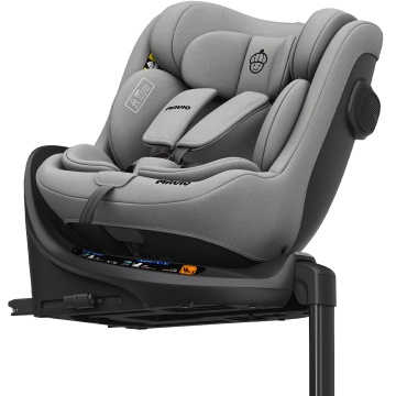 Scaun Auto Bebelusi Mavio®, Model Shield, Picior Fixare, 40-105 cm, Rotire 360 Grade, Unghi Reglabil, ISOFIX, Copii 0 luni - 4 ani, Spatar Rabatabil, Omologat i-Size R129, Protectie Impact Lateral, Centura de Siguranta 5 Puncte, Tetiera Reglabila, Gri
