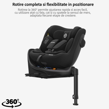 Scaun Auto Bebelusi Mavio®, Model Shield, Picior Fixare, 40-105, Rotire 360 Grade, Unghi Reglabil, ISOFIX, Copii 0 luni - 4 ani, Spatar Rabatabil, Omologat i-Size R129, Protectie Impact Lateral, Centura de Siguranta 5 Puncte, Tetiera Reglabila, Negru - Img 8