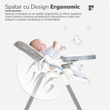 Scaun de Masa 3 in 1 Mavio® Ascend, Inaltime Ajustabila, Varsta 6-36 luni, Greutate Maxima 30kg, Inclinare, Gri - Img 4