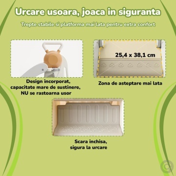 Tobogan Copii Mavio® cu Cos Baschet, 3–6 Ani, Panta Alunecare 165 cm, Structura HDPE Durabila, Pliabil, Stabil si Sigur, Design Ergonomic, Interior/Exterior, Dimensiuni 175x47x77 cm, Verde - Img 3