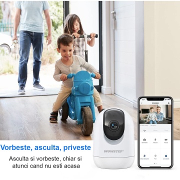Camera de Supraveghere si Baby Monitor, 3MP, Wi-Fi 2 Ghz, Rezolutie 2K, Detectarea Miscarii, Interior, Card de Memorie 32 GB Inclus, Audio Bidirectional, Filmare Selectiva, Unghi Captare 360° - Img 4
