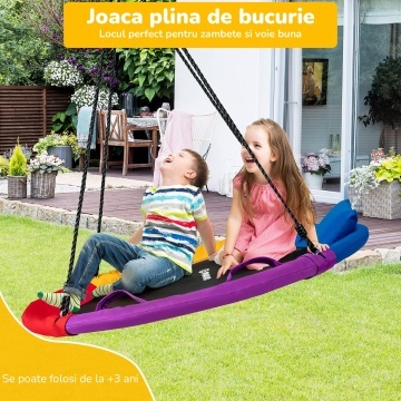 Leagan Circular pentru Copii si Adulti Mavio®, Diametru 100 cm, Interior si Exterior, Tip Cuib Barza, Capacitate 150 kg, Franghii Reglabile Anti Rasucire, Cadru din Otel Galvanizat, Material Oxford Rezistent, Perna Inclusa, Montaj Rapid, Multicolor - Img 6