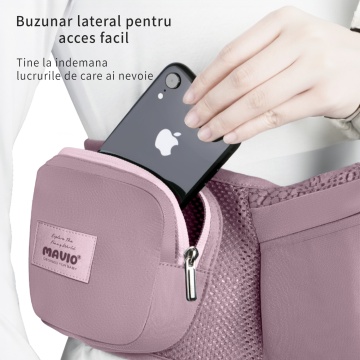 Marsupiu Bebe Mavio®, Ergonomic, 6 Pozitii de Purtare, intre 0 si 36 de luni, Greutate Maxima 14.9 kg, Roz - Img 10